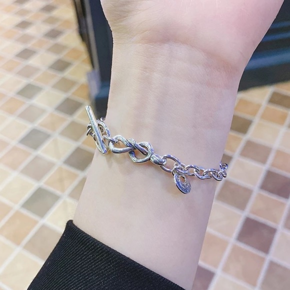 NEW 925 STERLING SILVER LOVE HEART TIE BRACELET, NICE BRACELET, CUTE BRACELET - Picture 3 of 6